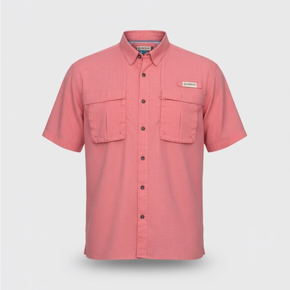 Magellan Fish Gear Button Down Shirt XL Coral Short Sleeve Fishing Outdoor Light - Picture 1 of 11